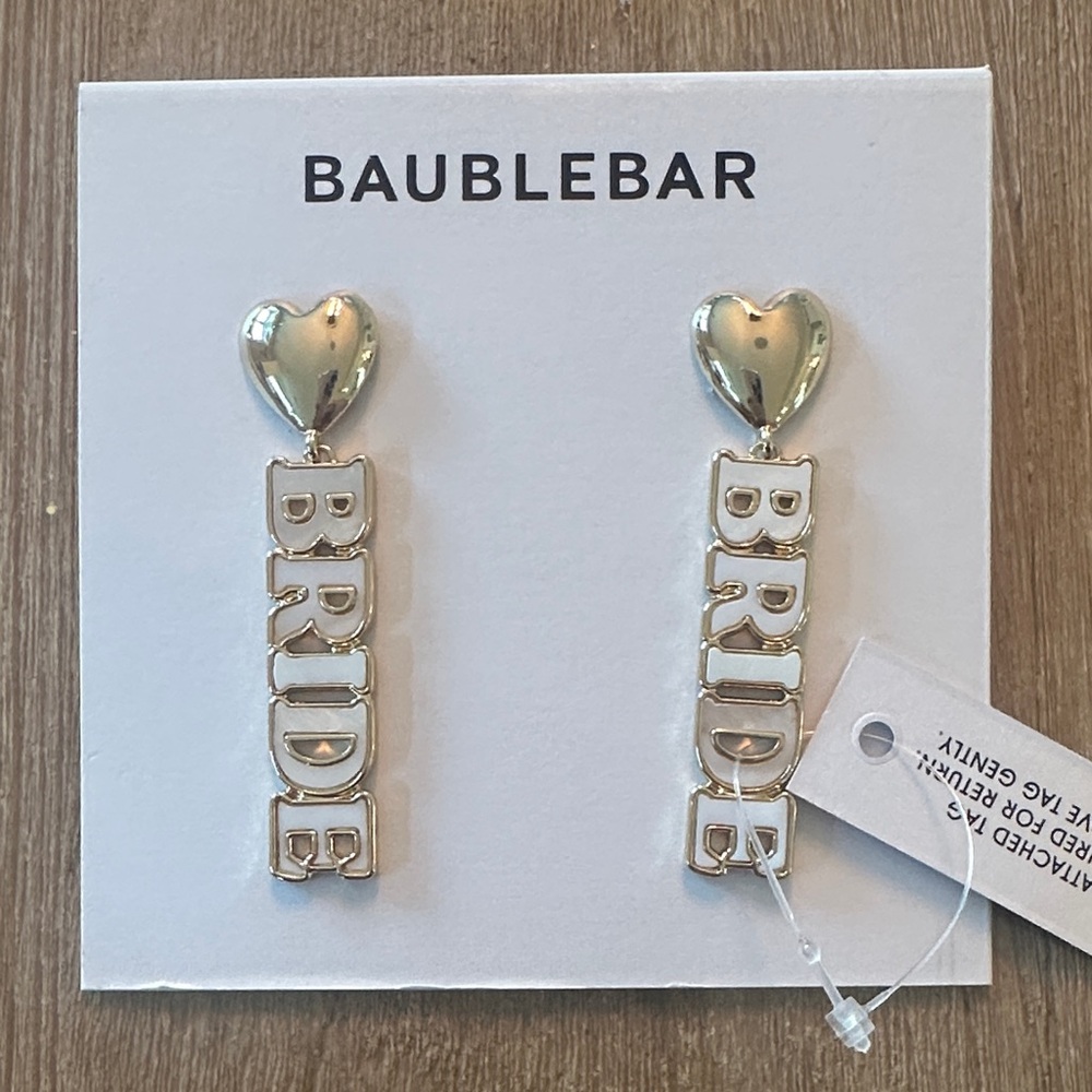 BaubleBar Gold Heart Bride Earrings